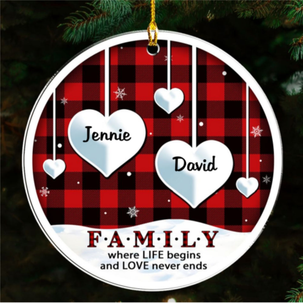 Family Where Life Begins - Personalized Custom Acrylic Ornament