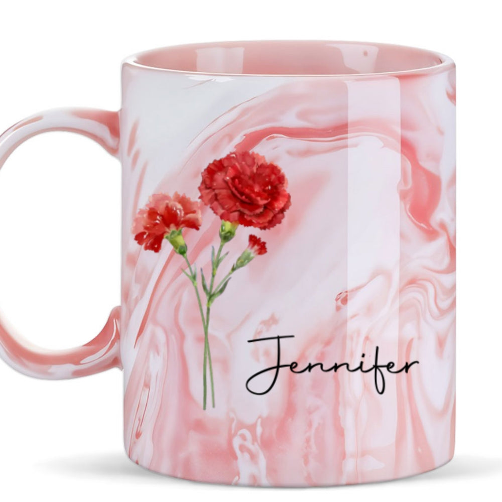 Friends Are Flowers That Never Fade - Personalized Custom Pink Marble Mug