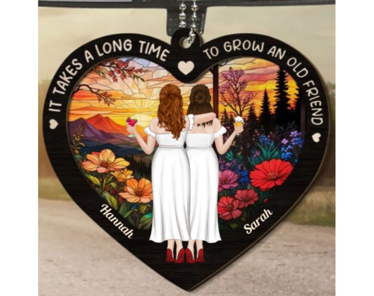 Old Friends Take Time To Grow - Personalized Custom 2-Layered Wood Car Ornament