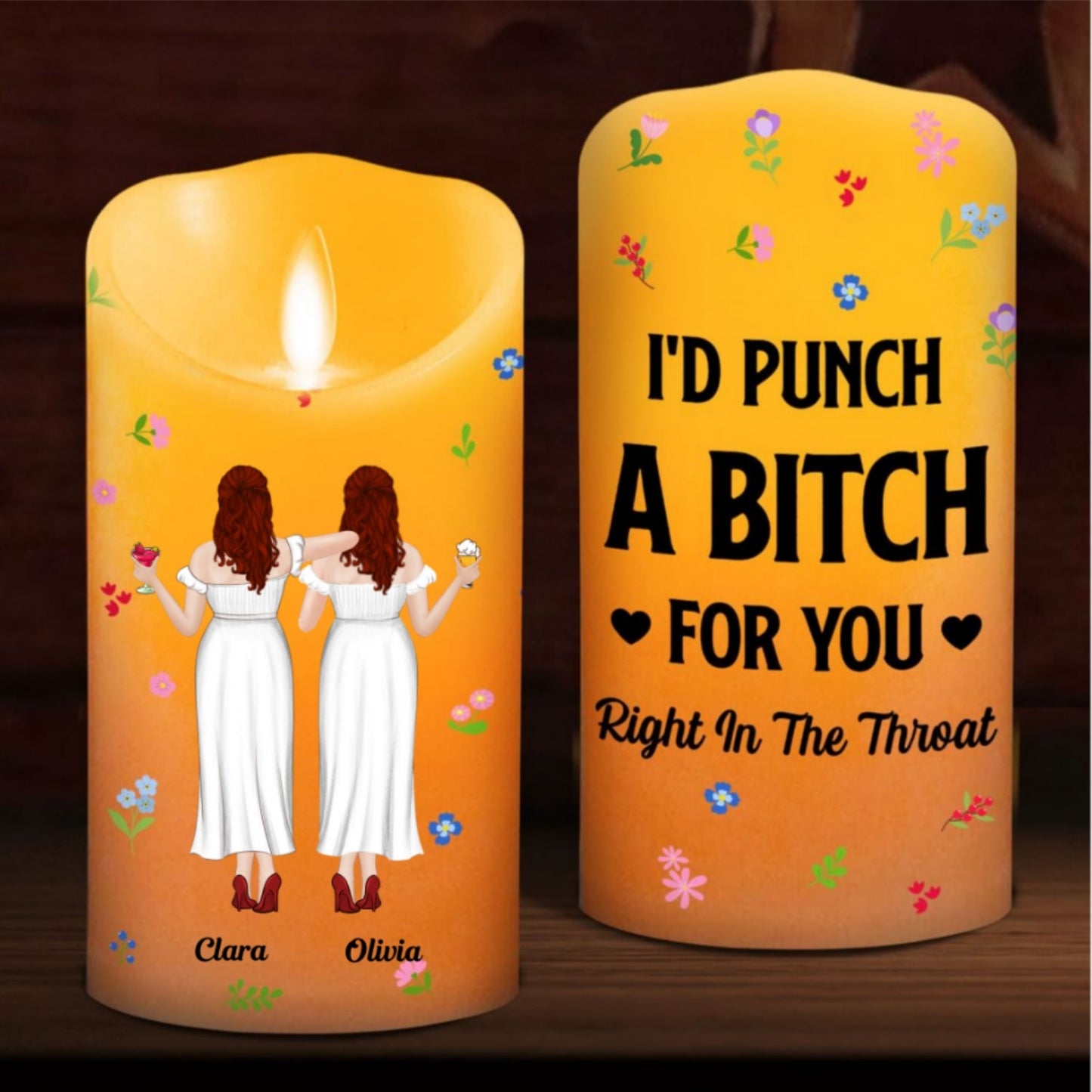 Punch Bitch Besties - Personalized Custom LED Candle