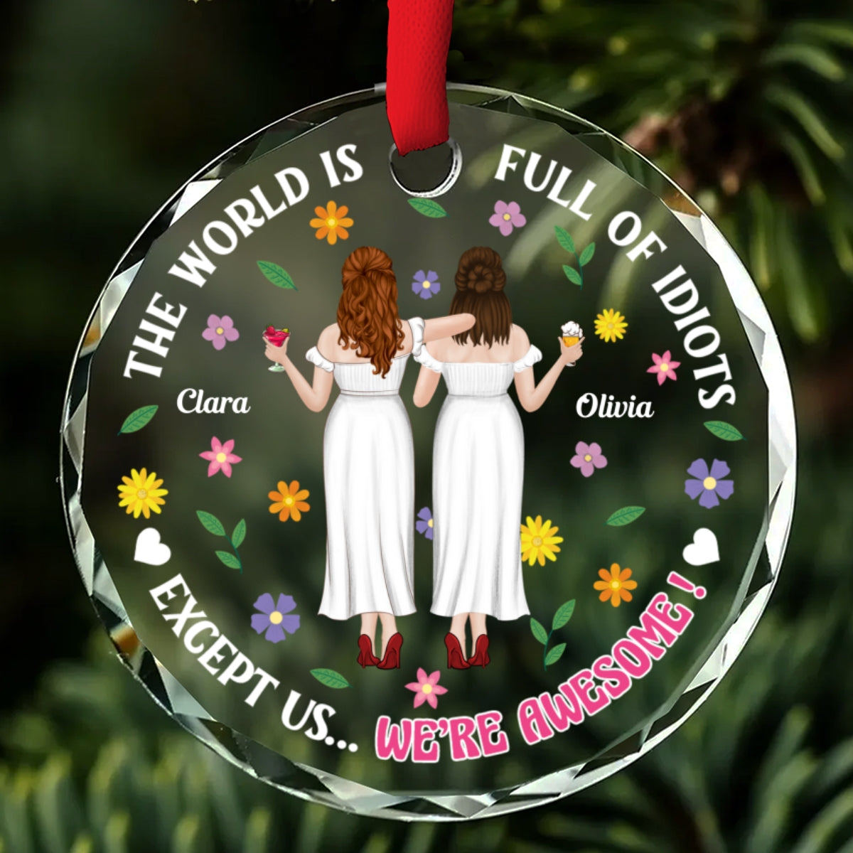 We Are Awesome - Personalized Custom Glass Ornament