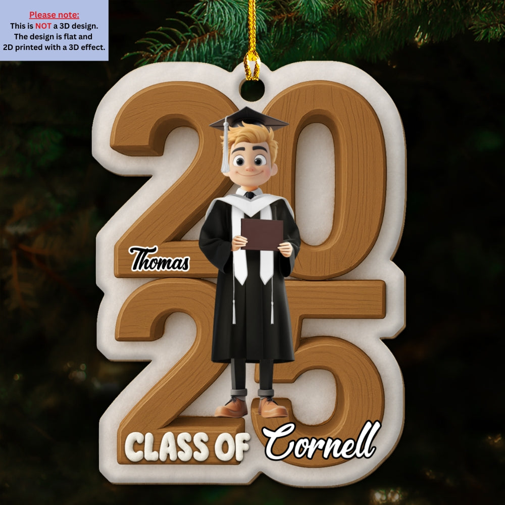 Graduated This Year - Personalized Custom 3D Effect Wood Ornament