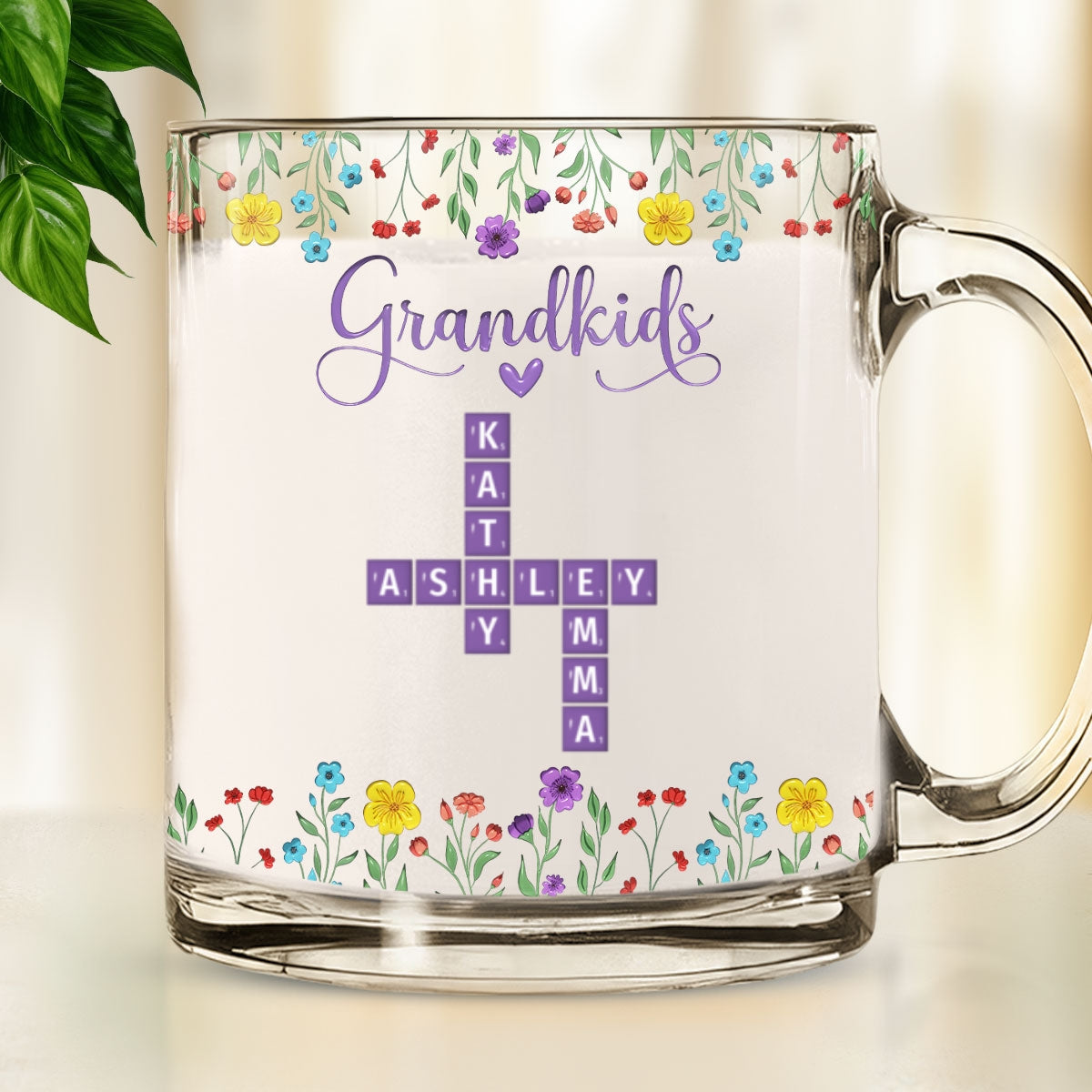 Love My Grandkids Crossword - Personalized Custom Glass Mug