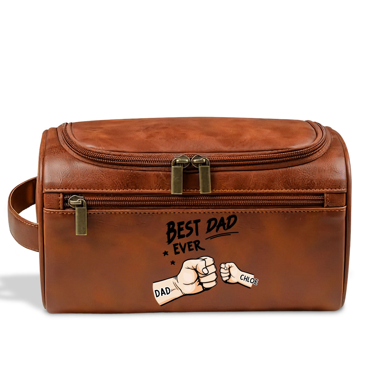 Best Dad Ever - Personalized Custom Leather Toiletry Bag