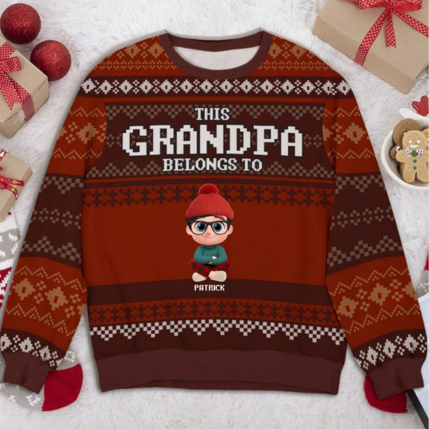 This Grandpa Belongs To Grandkids - Personalized Custom All-Over-Print Sweatshirt