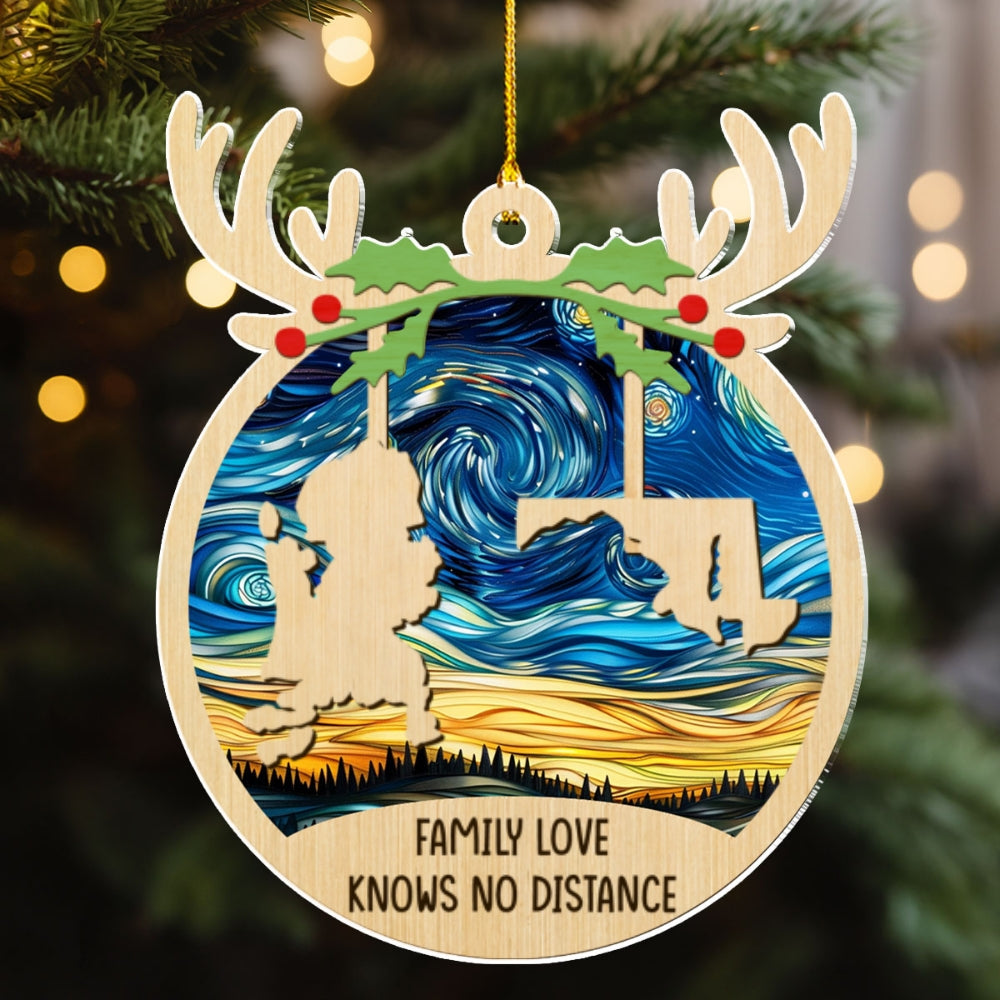 Love Between Family Knows No Distance - Personalized Custom Acrylic Ornament