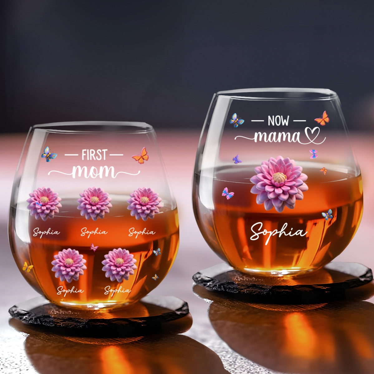 Grandma Birthmonth Flower - Personalized Custom Wine Glass
