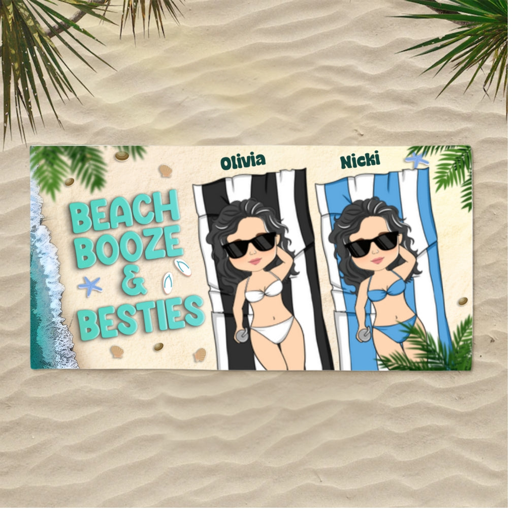 Beach, Booze & Besties - Personalized Custom Beach Towel