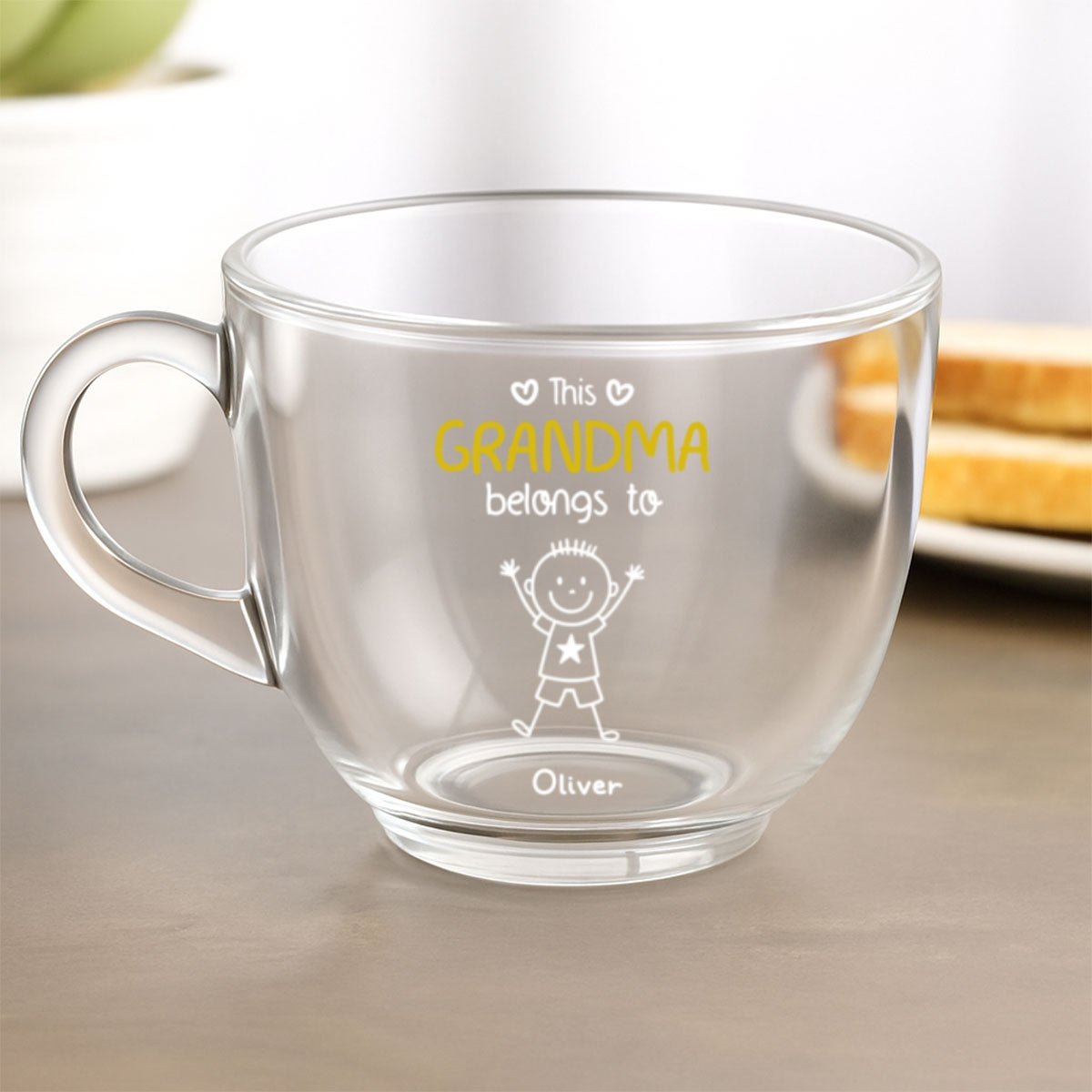 This Nana Belongs To Us - Personalized Custom Glass Tea Cup
