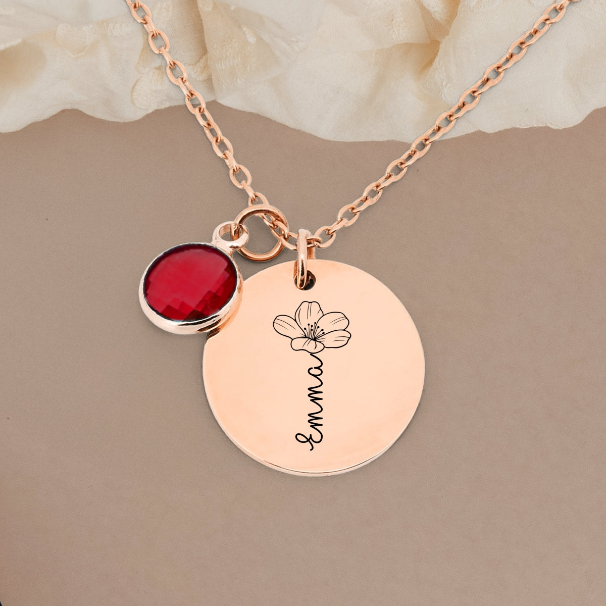 Custom Name Flower - Personalized Custom Birthstone Necklace