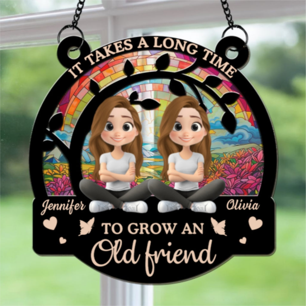 Grow Old Friends - Personalized Custom Suncatcher