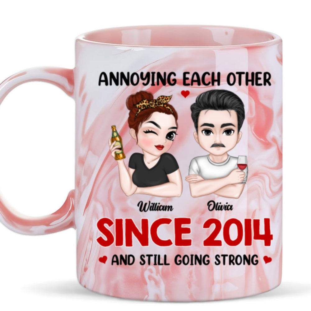 Annoying Each Other Forever - Personalized Custom Pink Marble Mug