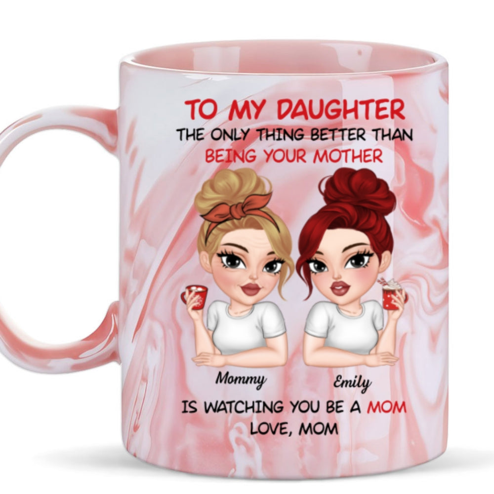 To My Daughter Happy Mother Day - Personalized Custom Pink Marble Mug
