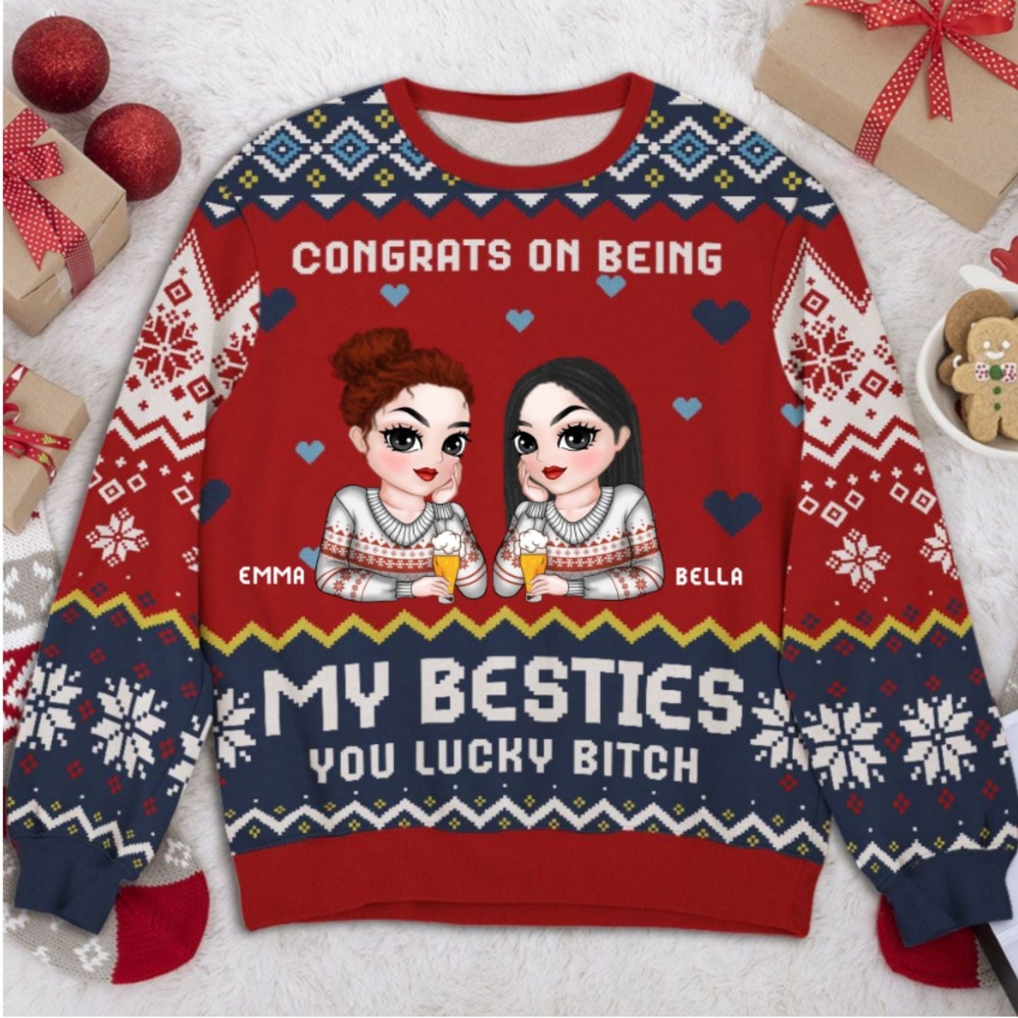 Congrats On Being My Besties - Personalized Custom All-Over-Print Sweatshirt