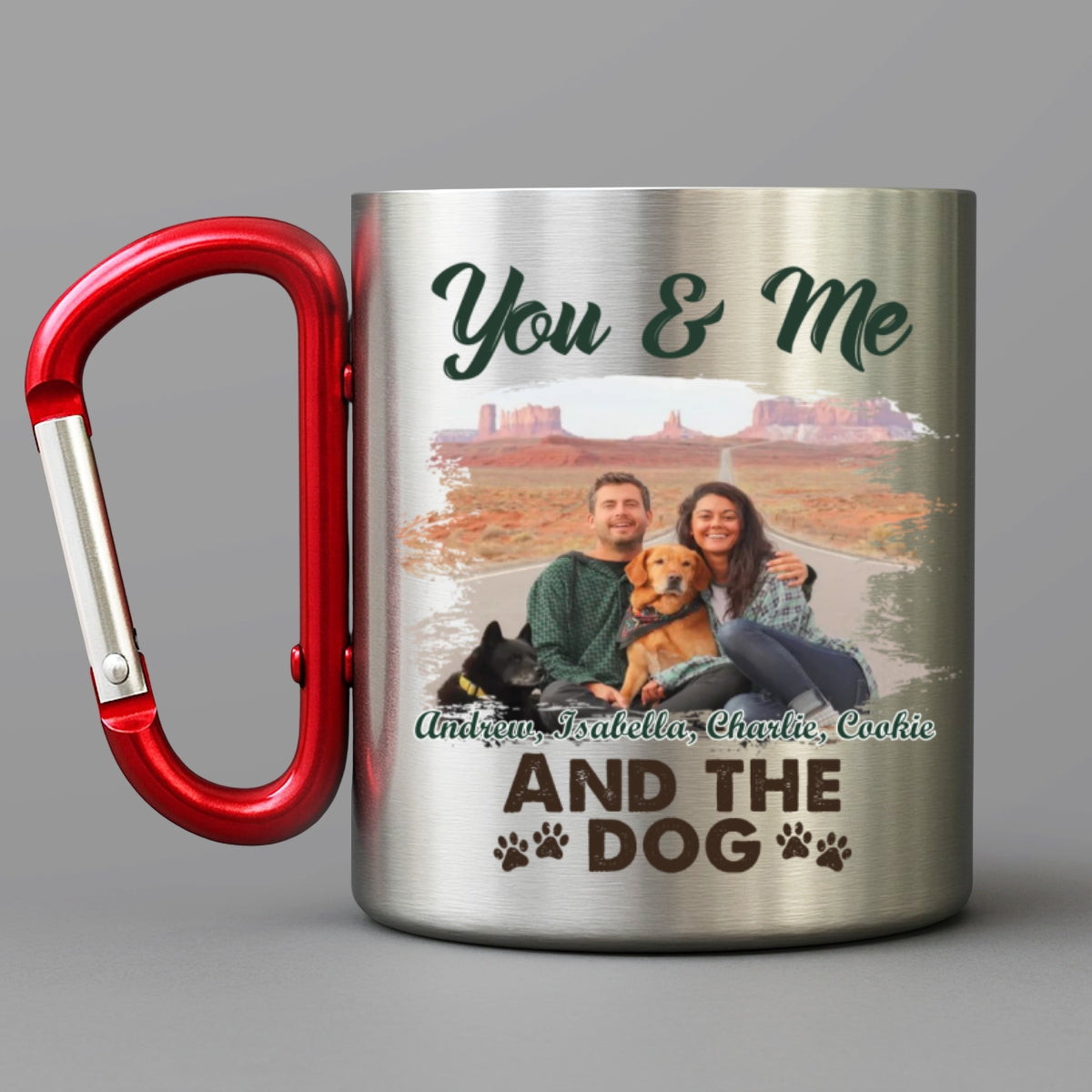 You & Me And The Dog Photo - Personalized Custom Carabiner Mug