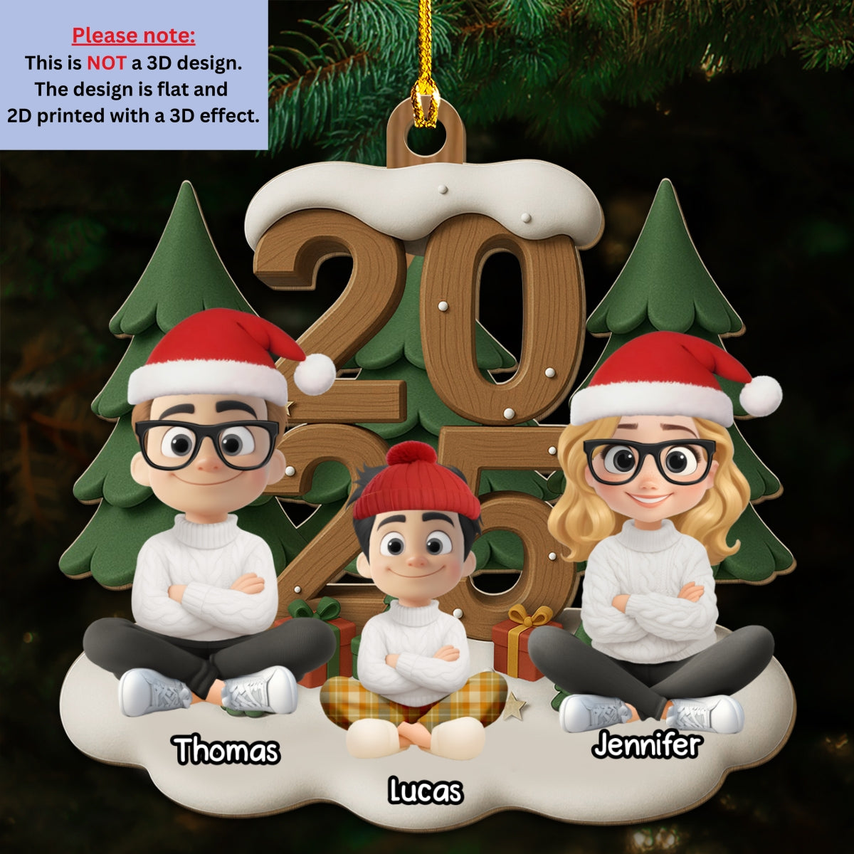 As A Family This Year - Personalized Custom 3D Effect Wood Ornament