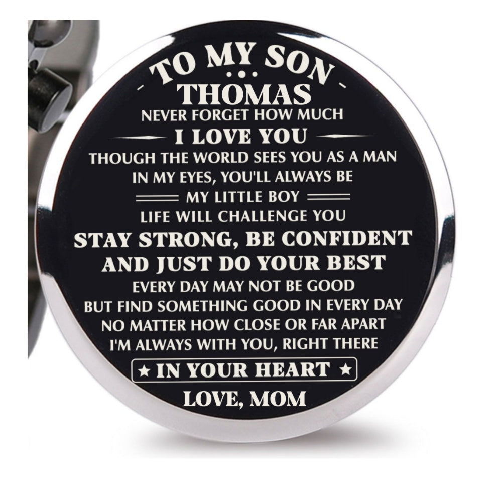 Mom To Son Stay Strong - Personalized Engraved Wooden Watches GQ026