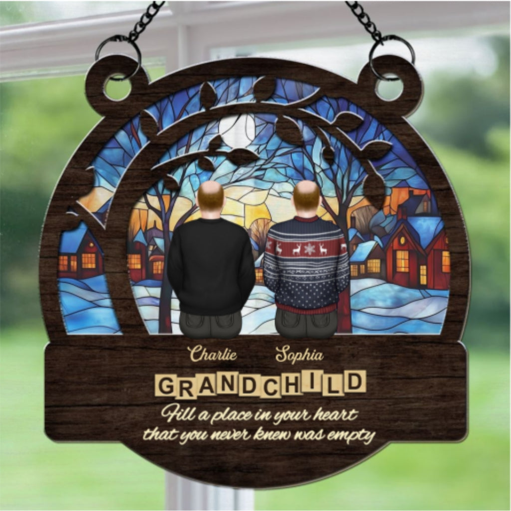 Grandparents And Grandkids Forever Linked Together - Personalized Custom Suncatcher