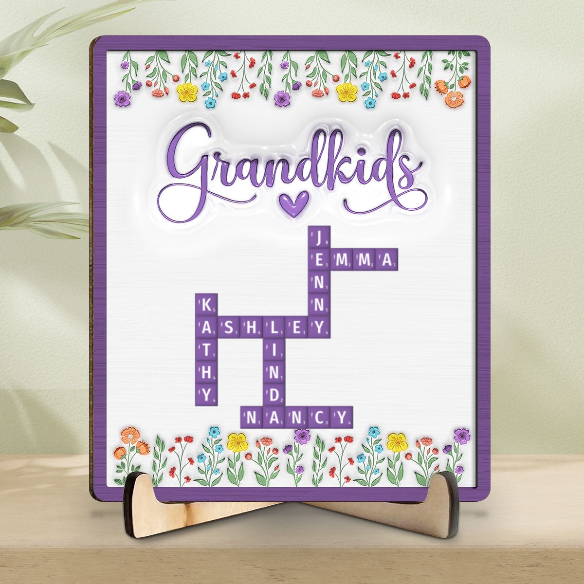 Love My Grandkids Crossword - Personalized Custom Wooden Plaque