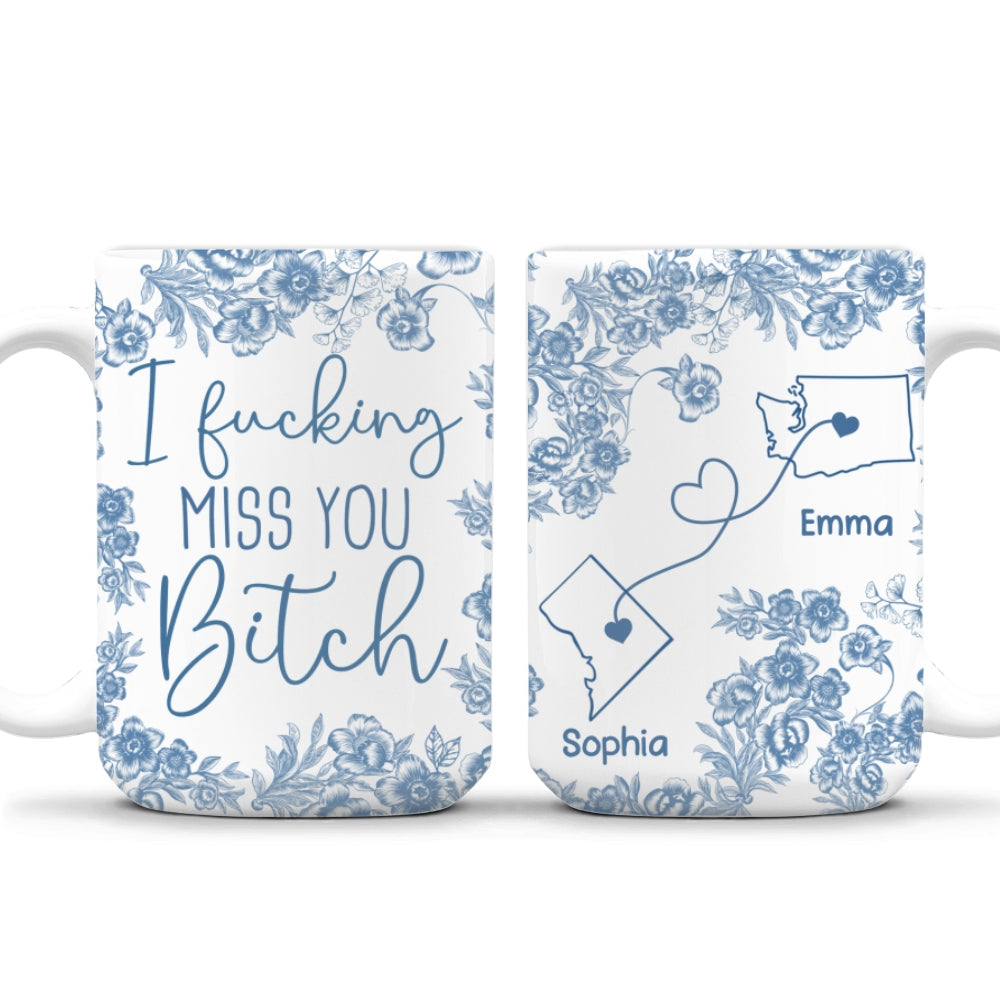 I Miss You Bestie Blue - Personalized Custom 3D Inflated Effect Mug