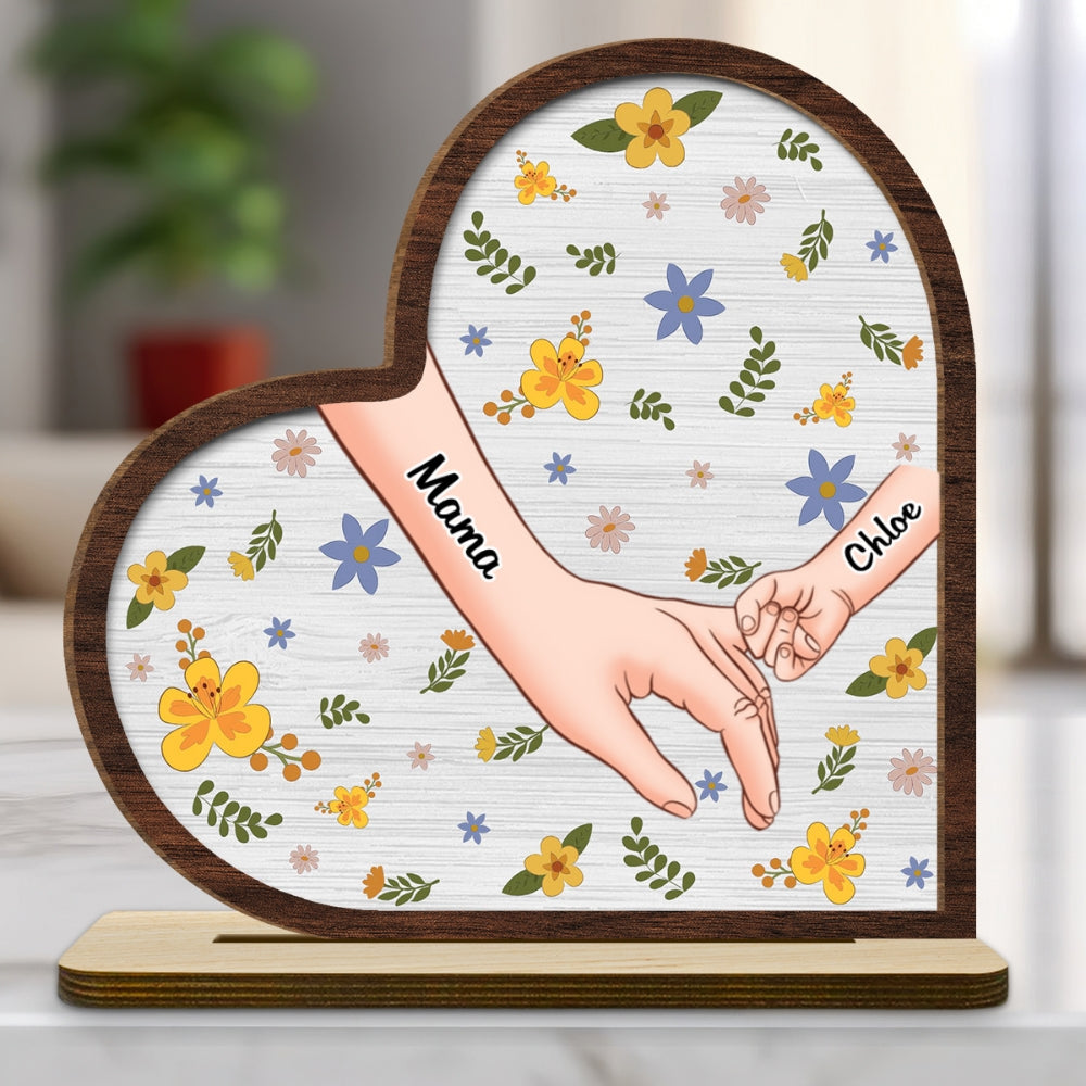 Hold Our Hands - Personalized Custom 2-Layer Wood Plaque With Flat Base