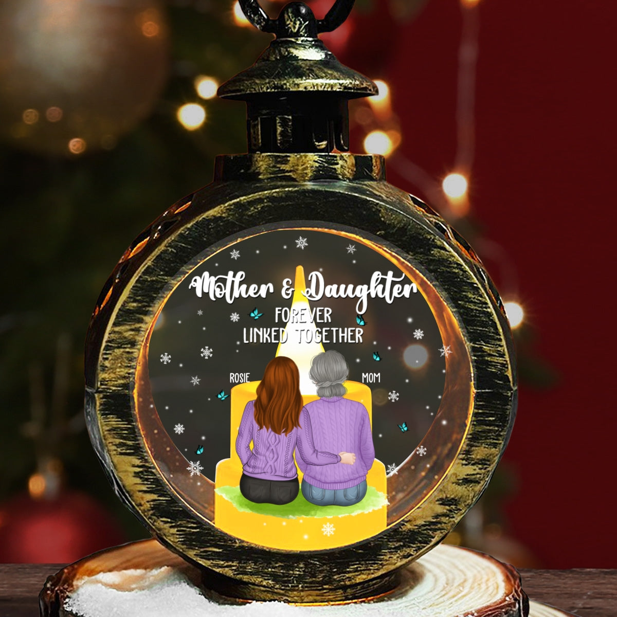 Mother & Daughter Forever Linked Together - Personalized Custom Christmas Lantern