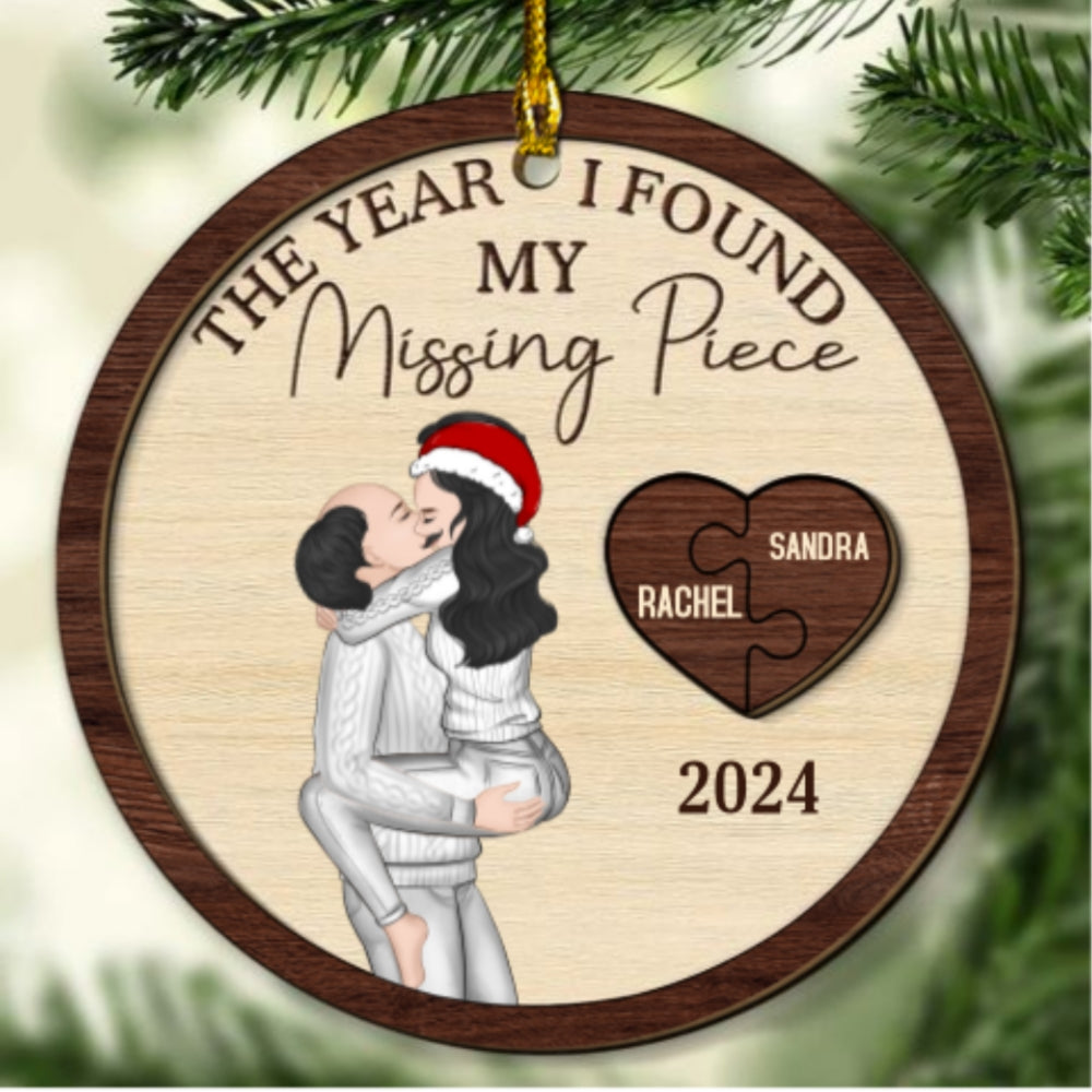 The Year I Found My Missing Piece Same Gender - Personalized Custom Freeshape 2-Layered Wood Ornament