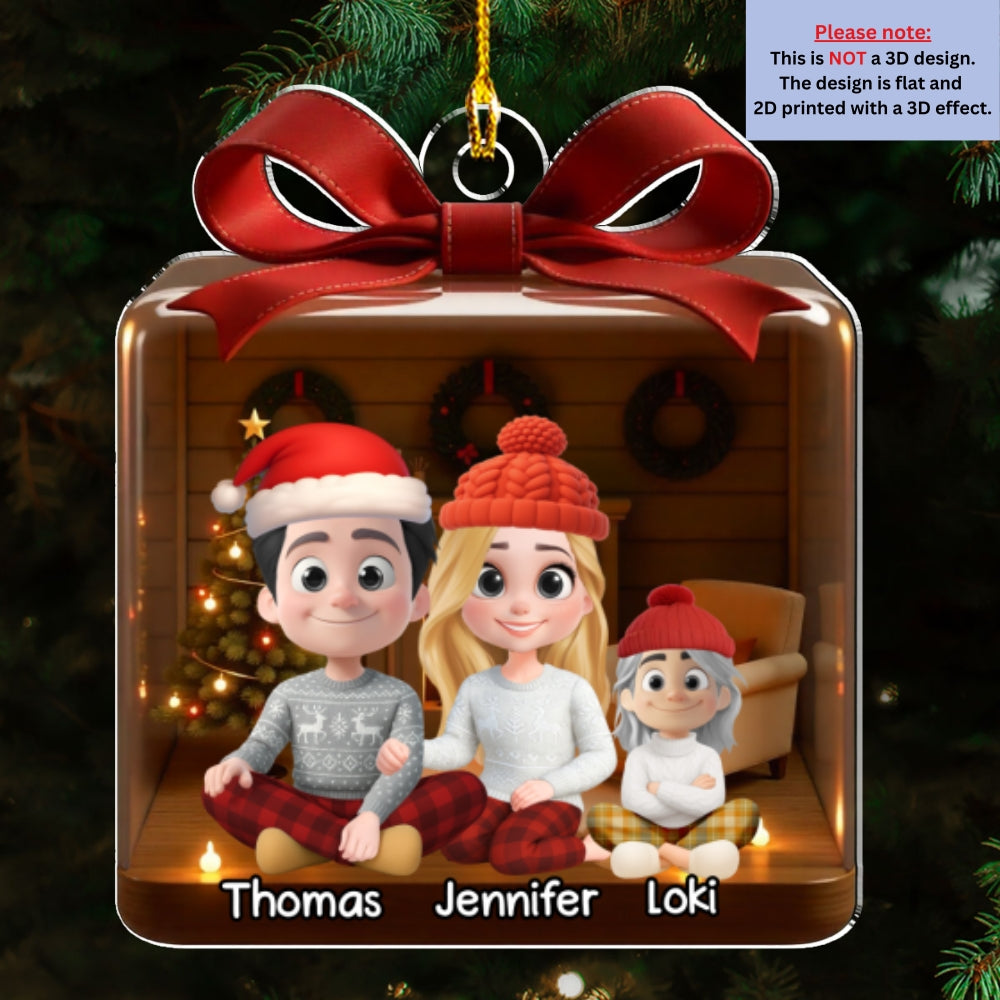 Family Is A Gift Paw Ver - Personalized Custom 3D Effect Acrylic Ornament