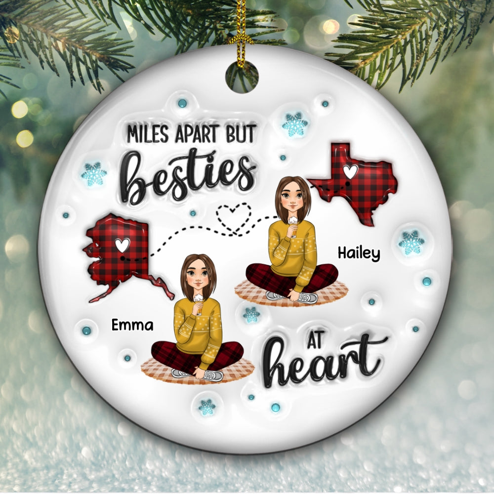 Long Distance Doll Besties - Personalized Custom 3D Inflated Effect Ceramic Ornament
