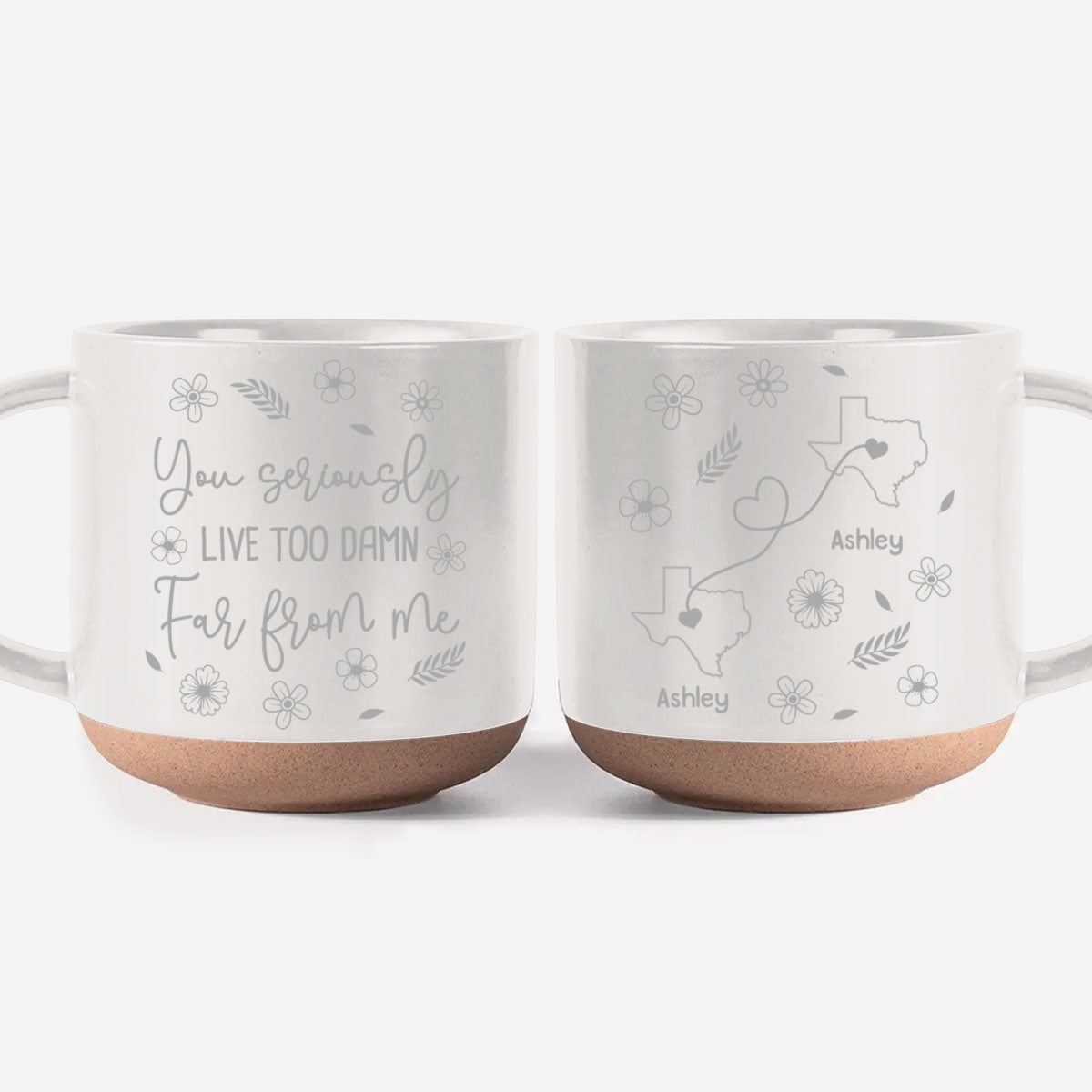 Wish You Were Here Now - Personalized Custom Engraved Pottery Mug