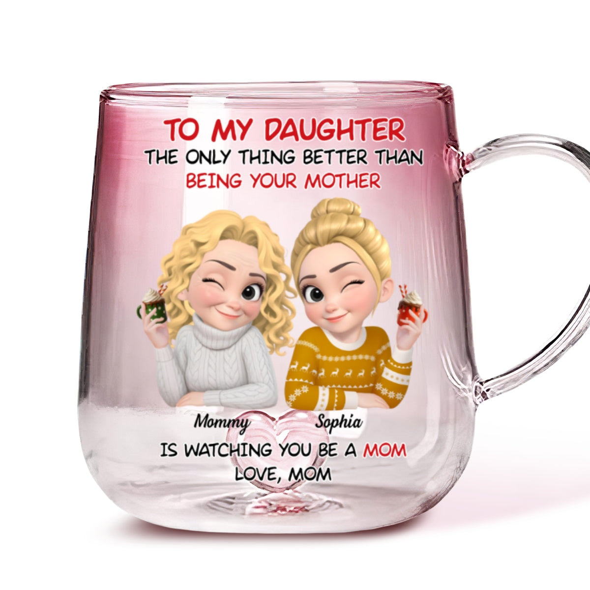 Love Seeing You As Mom - Personalized Custom Pink Gradient Glass Mug