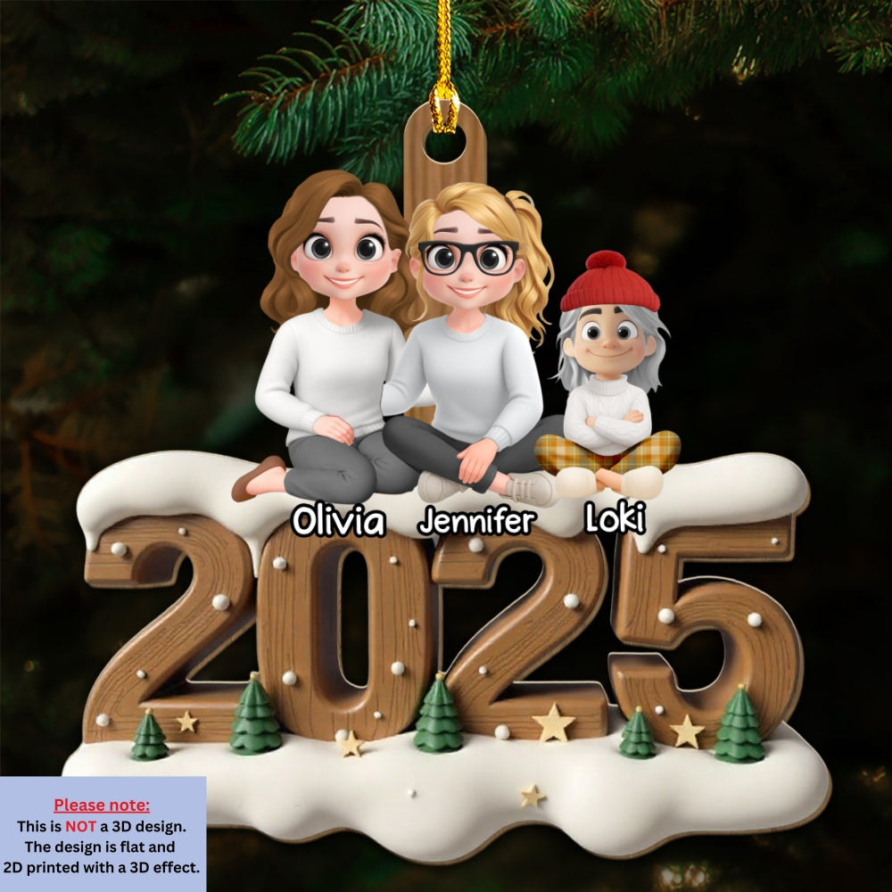 Us Together With Cats Onwards - Personalized Custom 3D Effect Wood Ornament