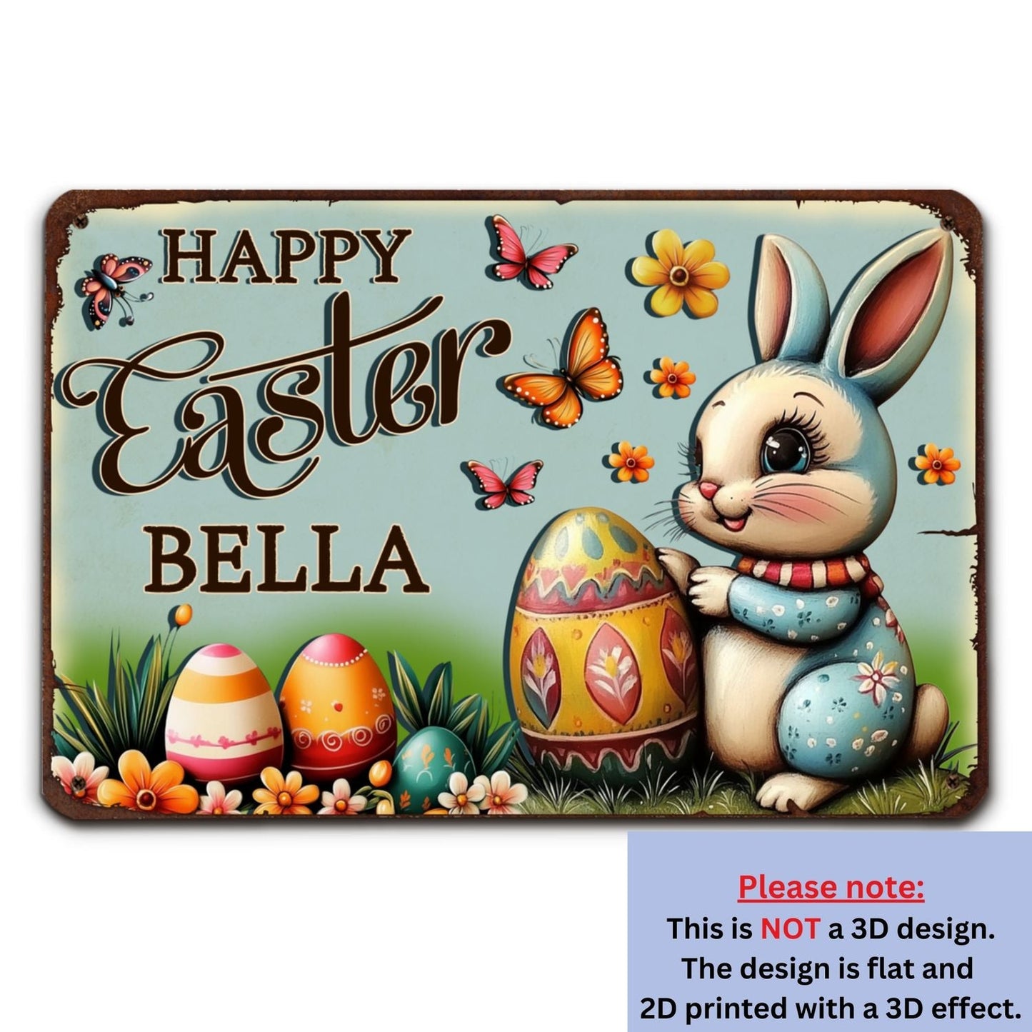 Bunny Festival Fun - Personalized Custom 3D Inflated Effect Metal Sign
