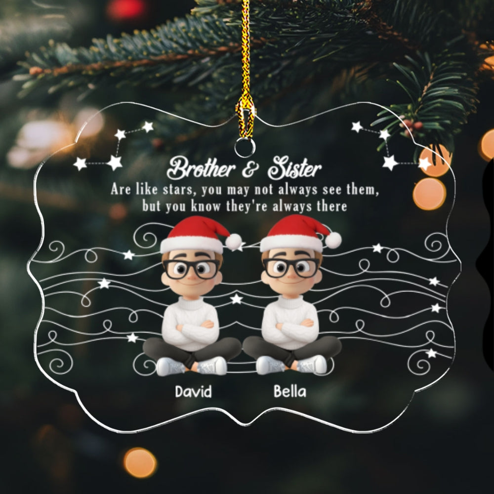 Siblings Are Stars Of Life - Personalized Custom Acrylic Ornament