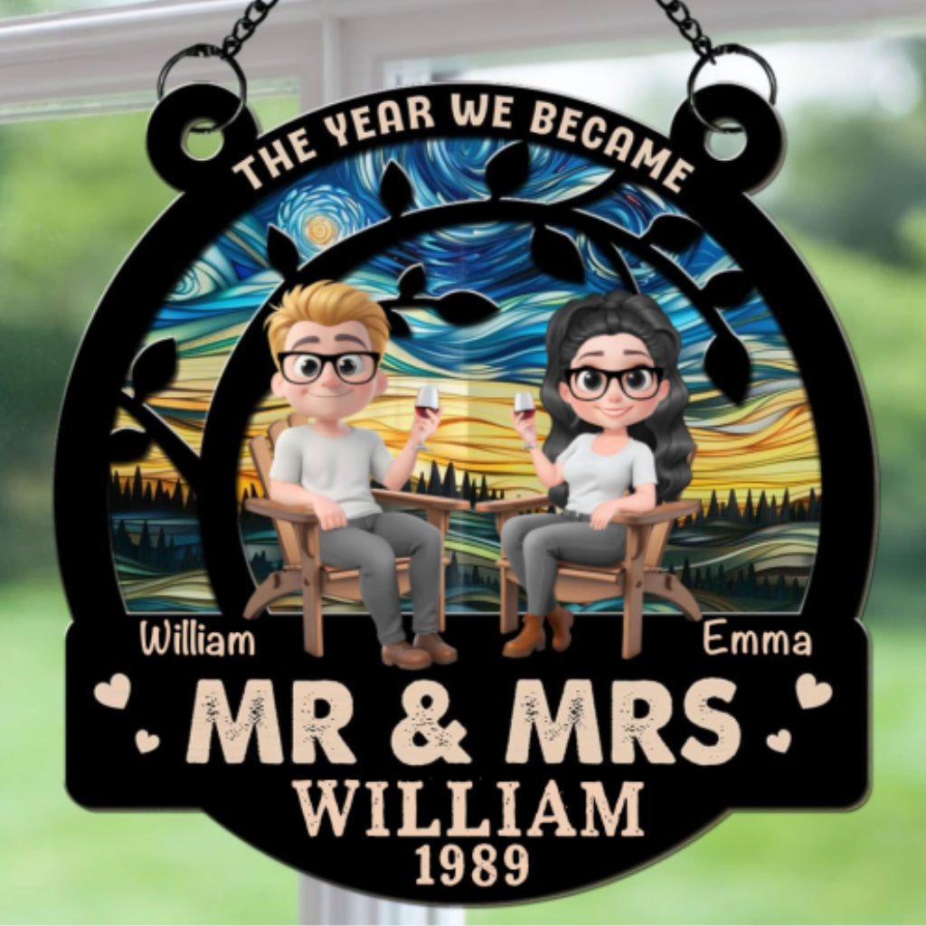 The Year We Became Mr And Mrs - Personalized Custom Suncatcher