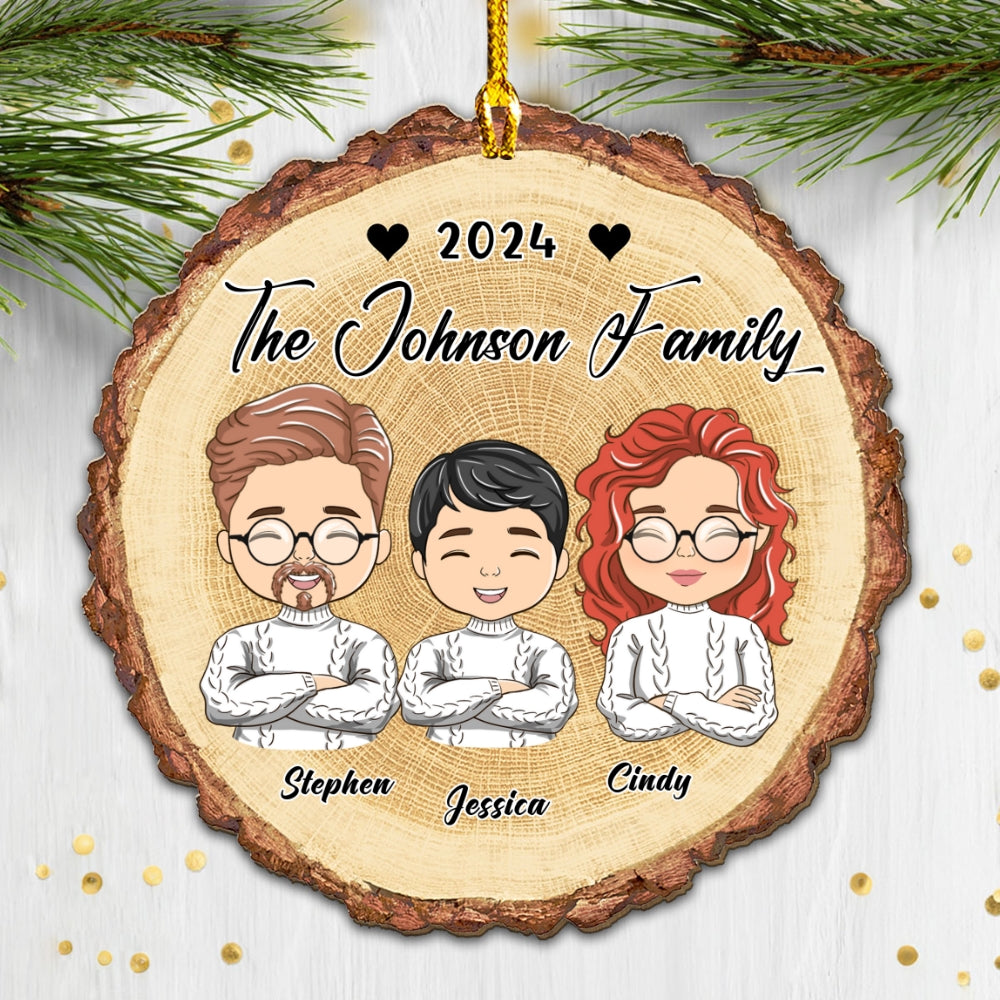 I Love My Family - Personalized Custom Wood Ornament