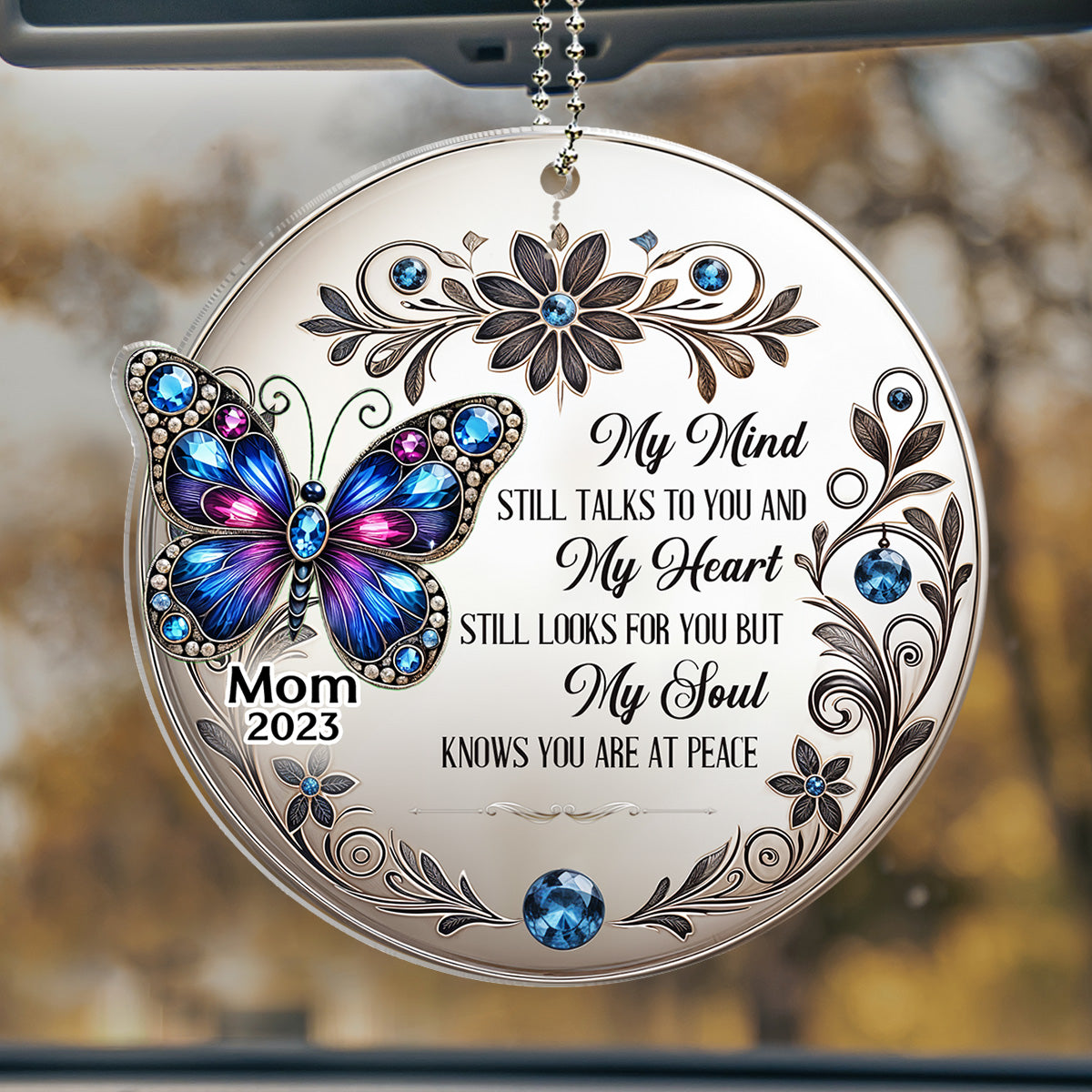 My Mind My Heart My Soul Butterfly - Personalized Custom Car Ornament
