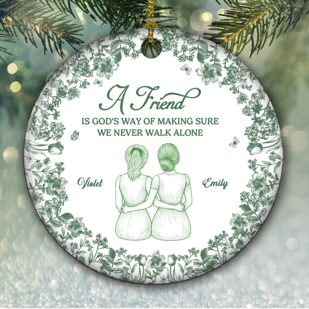 Never Walk Alone Blue Toile - Personalized Custom Ceramic Ornament