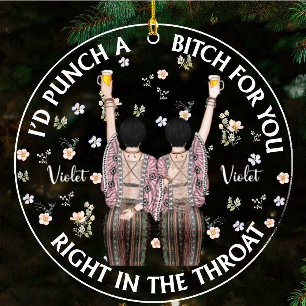 Punch Bitch Hippie Version - Personalized Custom Acrylic Ornament