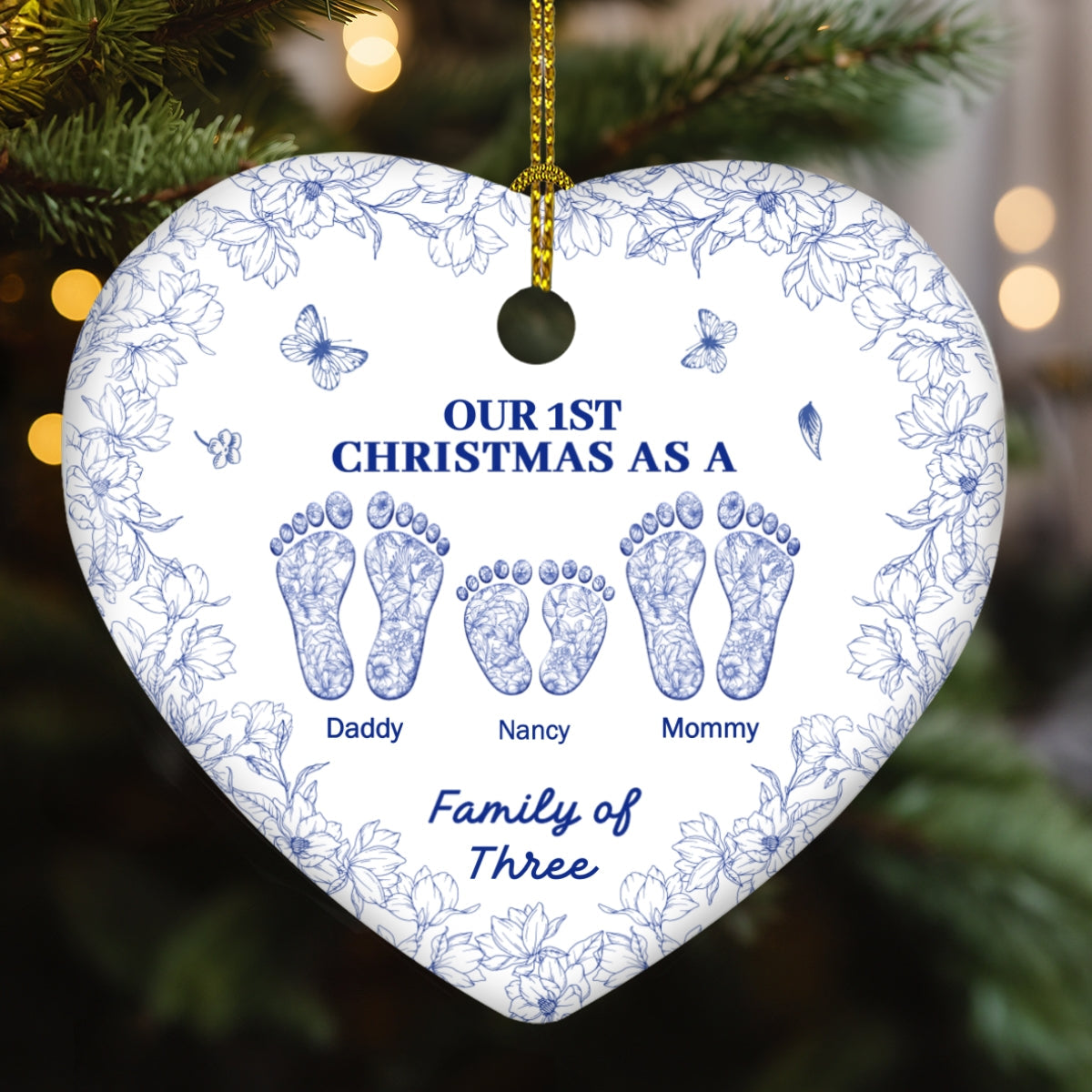 Grateful To Have Family - Personalized Custom Ceramic Ornament