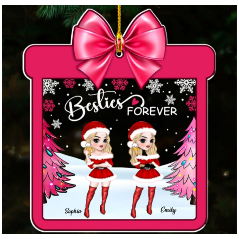 Christmas With Besties - Personalized Custom Acrylic Ornament