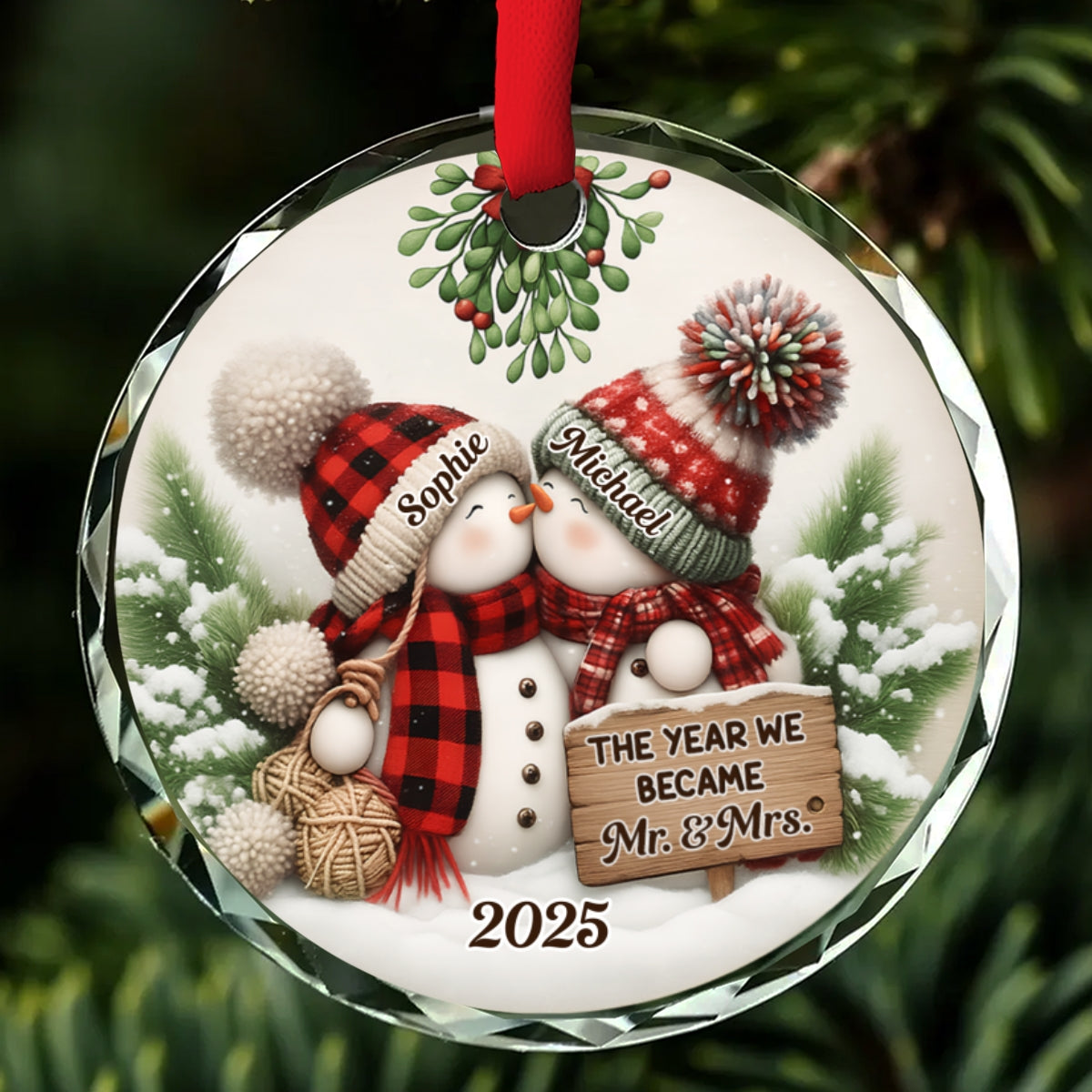 Merry And Bright Together - Personalized Custom Glass Ornament