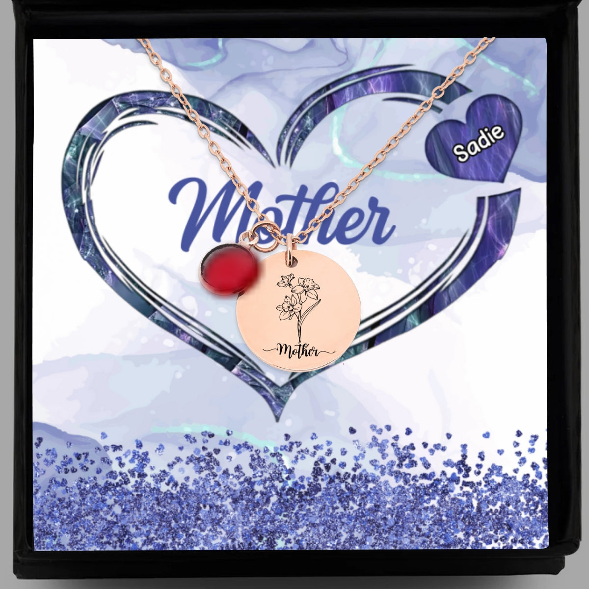 The Heart Of Family - Personalized Custom Birthstone Necklace With Message Card