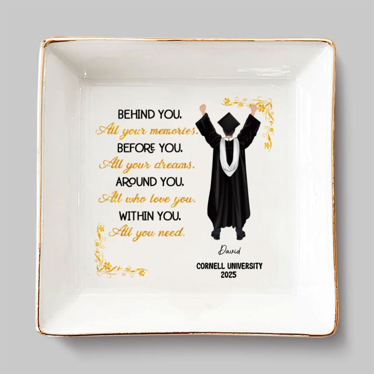 She Dreamed Big And Won - Personalized Custom Jewelry Dish
