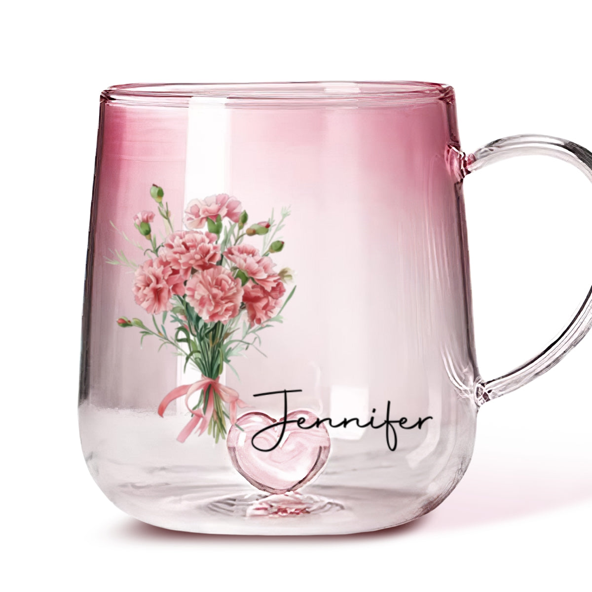 The Most Beautiful Flower Is You - Personalized Custom Pink Gradient Glass Mug