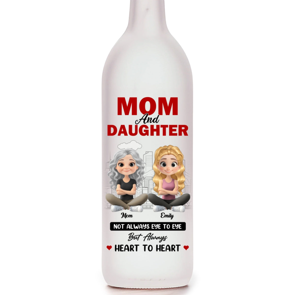 Mom And Daughter Sharing Forever Memories - Personalized Custom Bottle Lamp