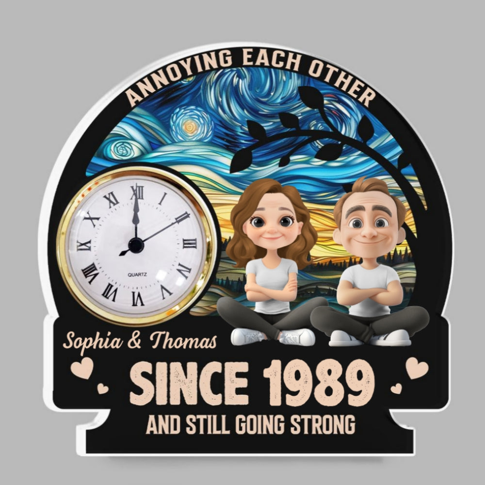 Annoying Each Other - Personalized Custom Acrylic Desk Clock Plaque