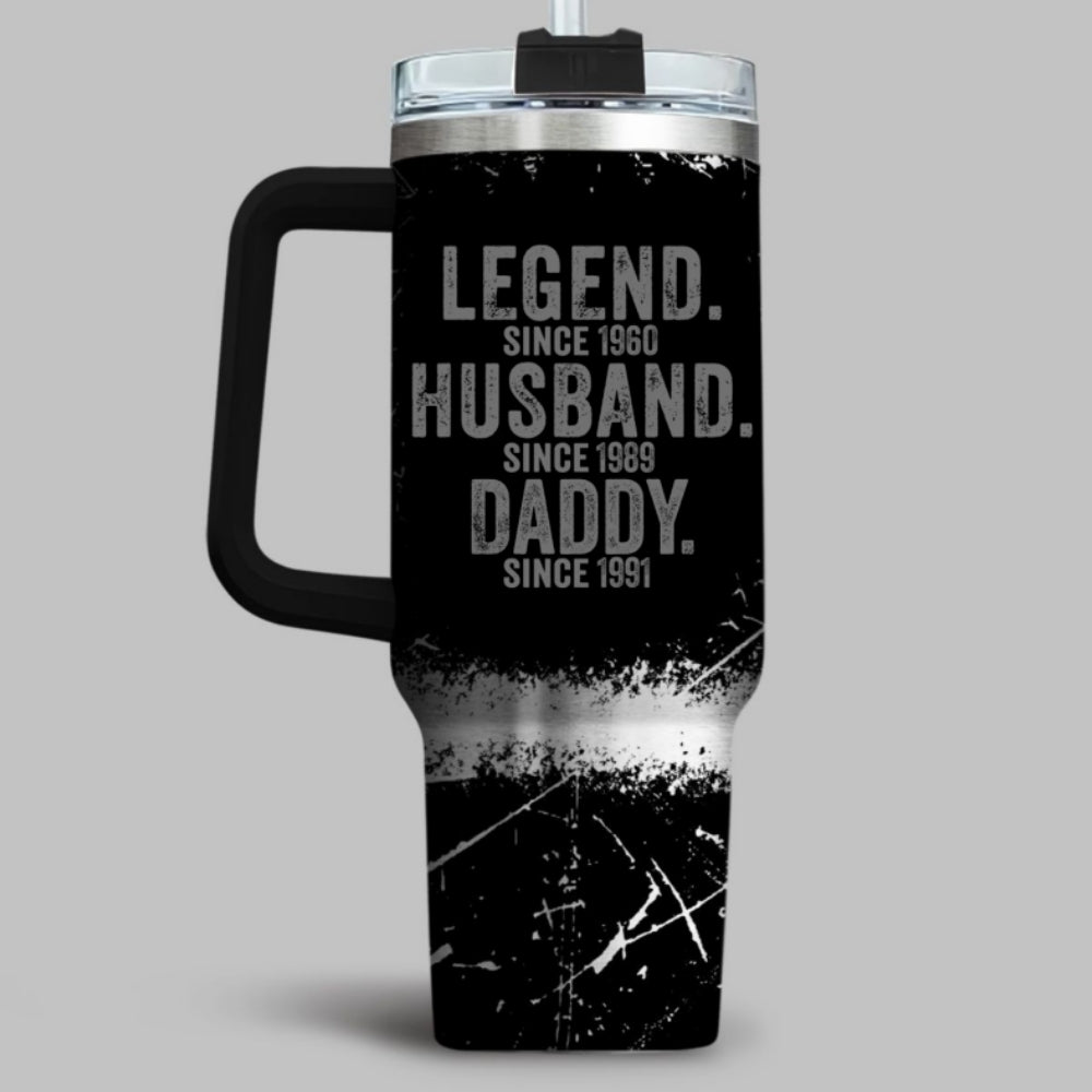 Legend Husband Dad - Personalized Custom Engraved 40oz Tumbler With Handle