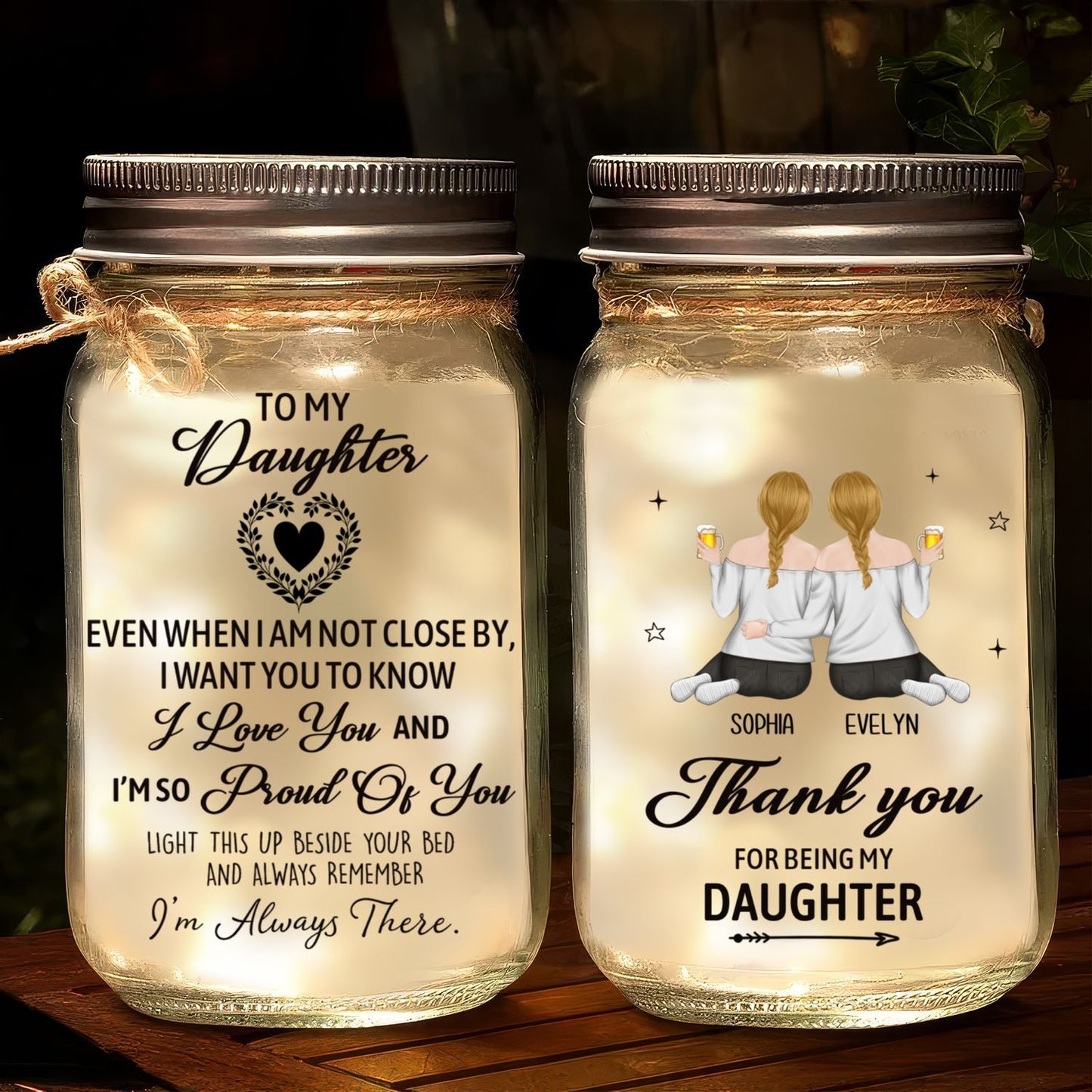 The Love Between Mother And Daughters Is Forever - Personalized Custom Mason Jar Light