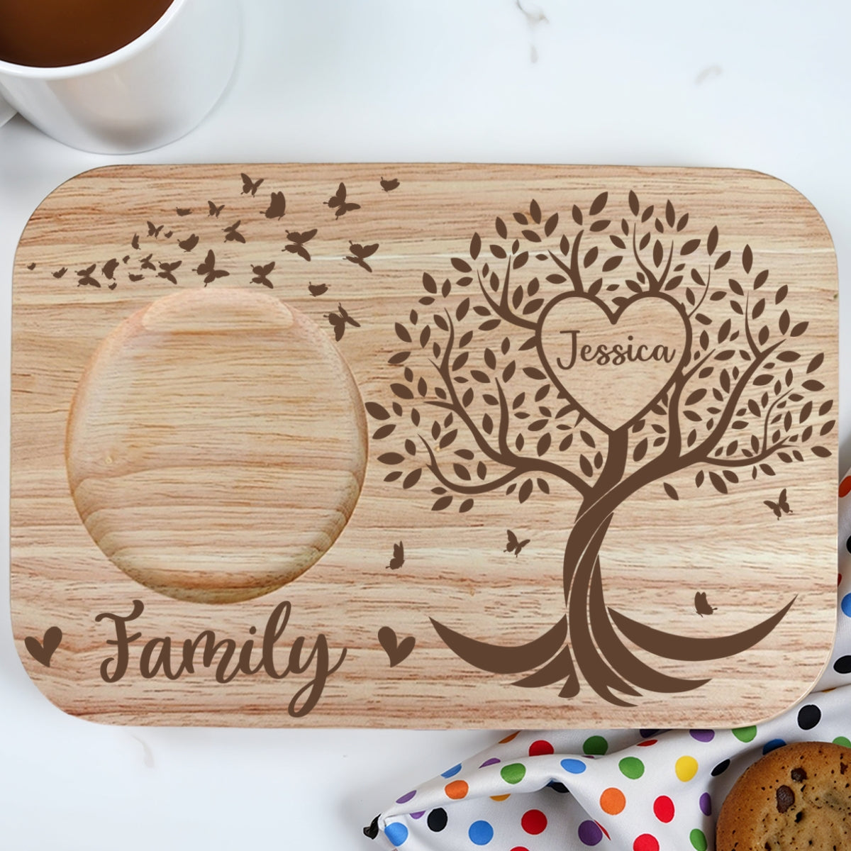 Grandma Family Tree Name - Personalized Custom Wooden Treat Board